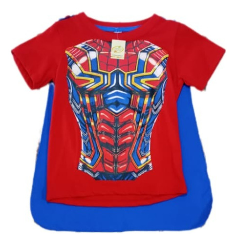 Remera Con Capa Superheroe America Spiderman Batman Superman