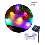 Guirnalda Solar Navideñas Luces Solares Piña Arbol 6mt 30led