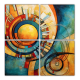 100x100cm 4 Canvas Majestuosas Abstract Art Bastidor Madera