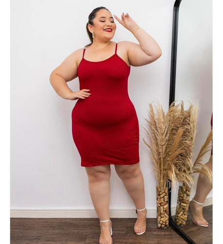 Kit 2 Vestido Canelado Alcinha Plus Size Promoção