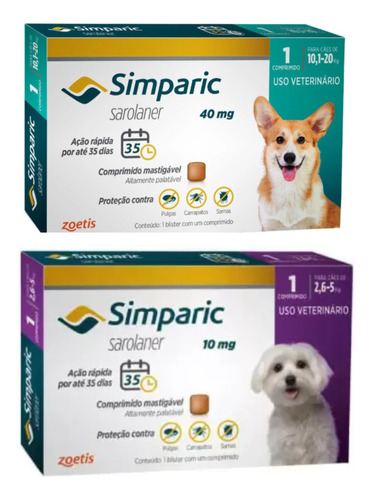 01 Simparic 10mg 2,5 A 5kg 1 Comp E 01 Simparic 40mg 1 Comp