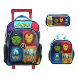 Kit De Mochila Lonchera Y Lapicera Avengers Primaria Vs1211