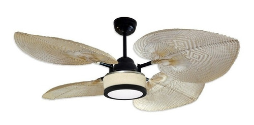 Ventilador De Techo Verona Natural Palas Rattan Con Led 18w