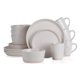 Set De Platos Vajilla Cerámica Blanco 16 Pzs Jules