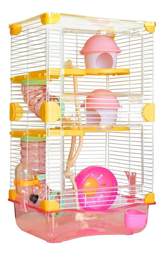 Jaula Para Hamster | 2 Pisos | Mediana | Casitas Rueda Y Más Color Rosa (alta 2 Pisos