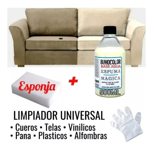 Limpia Tapizados Alfombras Sillones + Paño Esponja Guantes