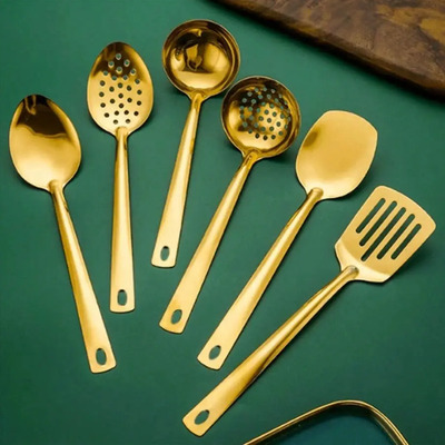 Juego Utensilios Cocina Acero Inoxidable Dorado | MercadoLibre