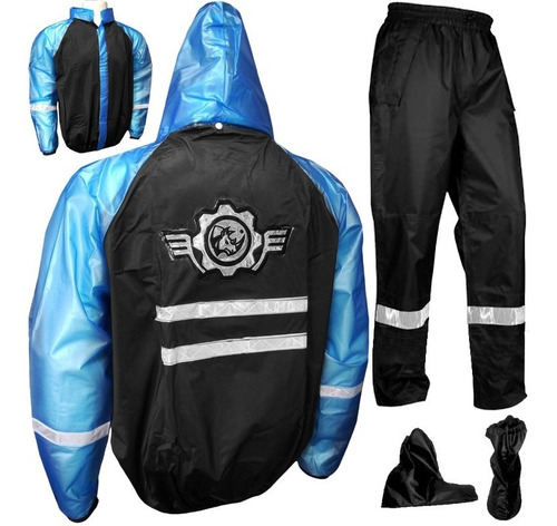 Impermeable Moto Siliconado Resortado Traje Rino Bicicleta