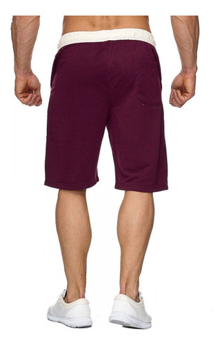 Pantalones Cortos Deportivos Masculinos De Color Rojo Vino M
