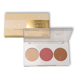 Paleta Glamy Three Fand Makeup Compacta Multifuncional 3x1 