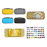 Protector Pikapika + Estuche + Vidrio + 2 Grips Switch Lite