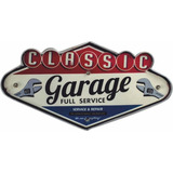 Escudo De Chapa Vintage Retro Classic Garage - 45x23cm