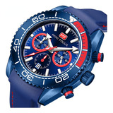 Mini Focus Men Relojes Deportivos De Lujo Luminosos Color Del Bisel Blue/red