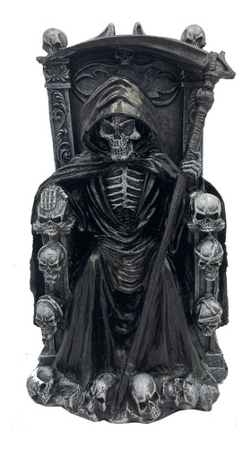 Estatua Caveira Morte No Trono Em Resina 21cm Wiccaa