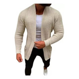 Suéter Cardigan Masculino Simples Cor Sólida Cor Pura Suave