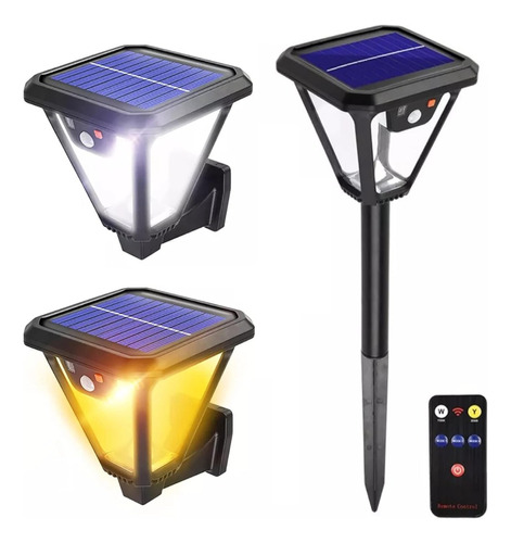 Lampara Luz Solar Led Farol Estaca Control Jardin Patio Exte