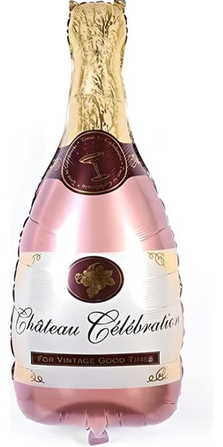 Globo 87x46cm Botella De Champaña Oro Rosa 