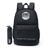 Kit Mochila De Costas Masculina Resistente + Estojo Escolar Cor Preto Liso