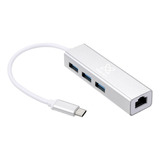 Usb C Hub A Usb 3.0 X3 + Red  Aluminio Macbook Pc Lan Rj45