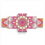 Cuadro Poliptico Diseño Moderno Grande Mandala Rosa Deco