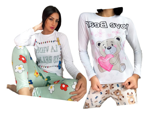 Pijama Animado De Mujer Manga Larga Donut