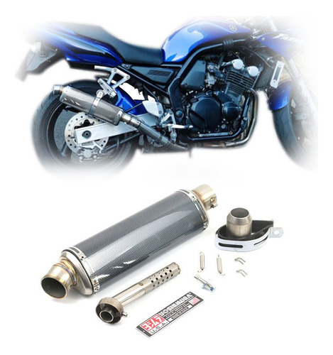 Escape Yoshimura Gris Plata Largo Universal 440mm Para Moto