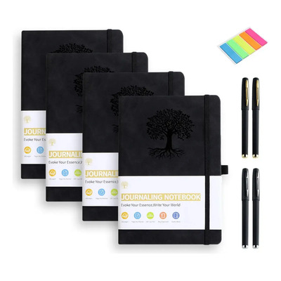 9pcs A5 Cuaderno Libreta Pasta Dura De Notas Con Plumas Negro