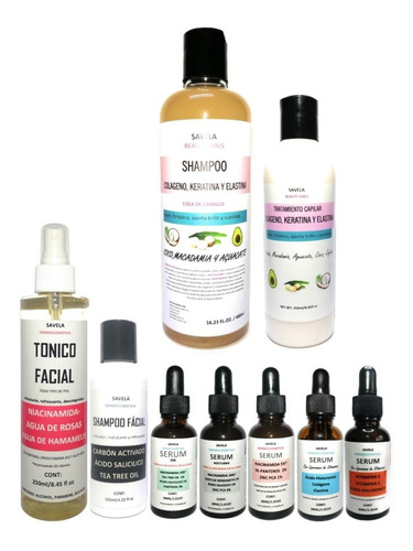 Kit Facial, 2 Serum, Shampoo Y Mascarilla Capilar. 