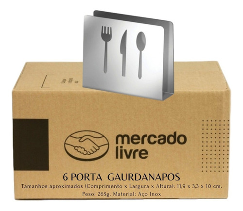 6 Porta Guardanapo Desenhado Gourmet Inox 11,9 X 3,3 X 10 Cm Profissional Ref 190103