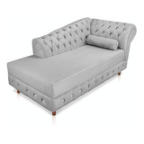 Divã Chesterfield Capitonado Suede Com Strass Cor Cinza