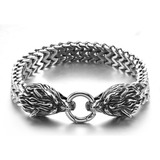 Pulsera Lobo Vikingo Para Hombre Cadena De Malla De Acero