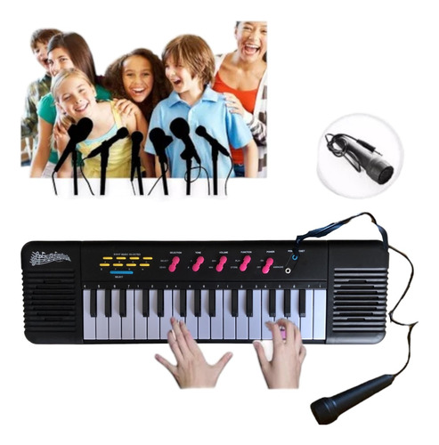 Piano Teclado Infantil Musical Microfone Educativo Karaoke 