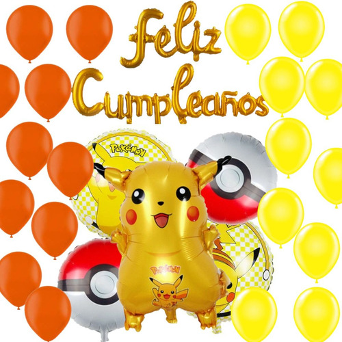 Kit 26pzs Globos Pokémon Decoración Cumpleaños Fiesta Anime