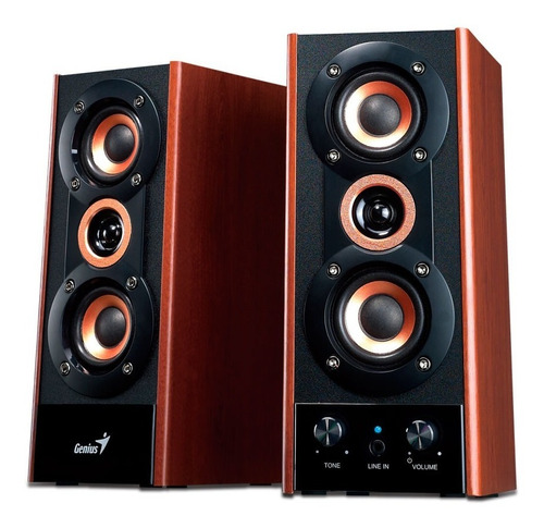 Parlantes Altavoz Pc Genius Madera 20w Subwoofer 3.5 Stereo