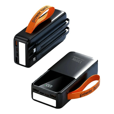 Power Bank 50000mah Batería Portátil Carga Rápida Pila 120w Con 2 Cables Para Android iPhone Tabletas Cargador Bateria Power Bank 5 Puertos De Salida 2 Puertos De Entrada Con Pantalla Led Y Linterna | Envío gratis
