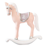 Cavalo De Balanço De Madeira Mesa Decoração Rosa