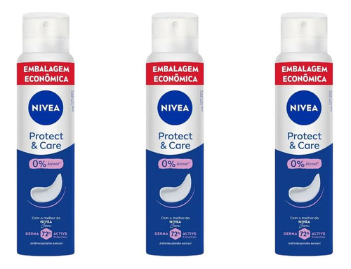 Desodorante Aero Nivea 200ml Fem Protect Care - Kit C/3un