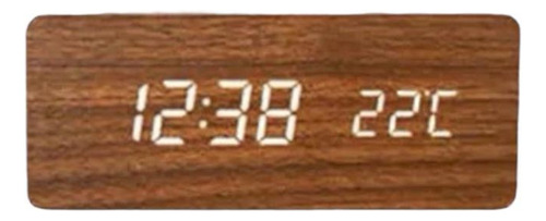 Reloj Digital Madera Alarma Despertador Temperatura