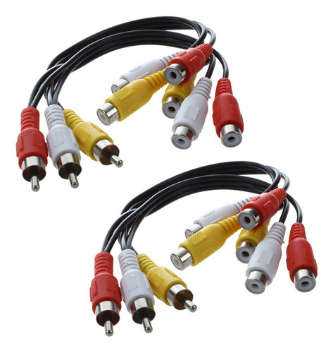 2x Novo Conector Macho De 3 Rca Para 6 Rca Fêmea Plug Splitt