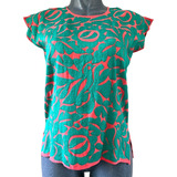 Blusa Artesanal Gala Jalapa De Diaz Jade Coral