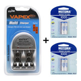 Cargador Vapex Vte-200 + 4 X Pilas Motoma Aaa 1000mah Combo