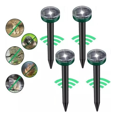 4pcs Repelente Ratas Ratones Roedores Estacas Solar Luz Led