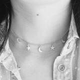 Gargantilla Lunas Estrellas 100% Plata 0.925 Collar Envío Gr