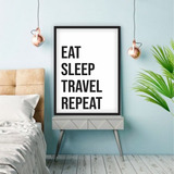 Quadro Decorativo Moldura 45x60 Viagem Eat Sleep Travel 