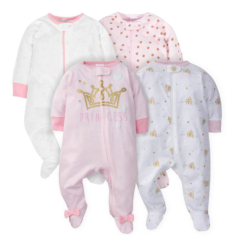 Pack De 4 Pijamas Para Bebé Niña Gerber, Talla 6-9