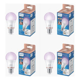 Lámpara Led Bulbo Color E27 Wifi 8w Philips Smart Rgbw X 4u.