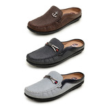 3 Pares Masculino Mocassim Mule Casual 