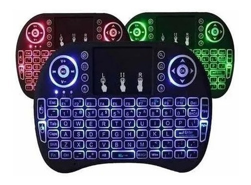 Mini Teclado Universal Com Mouse Iluminado Recarregável Wifi Cor Do Mouse Led Sortido Cor Do Teclado Preto