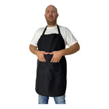 Avental C/ Bolso Masculino Chefe Cozinha Garçom Oxford Cor Preto Desenho Do Tecido Liso
