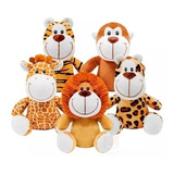 Pelucia Safari Buba Kit 5 Animais 16cm Bebê Decoração Quarto